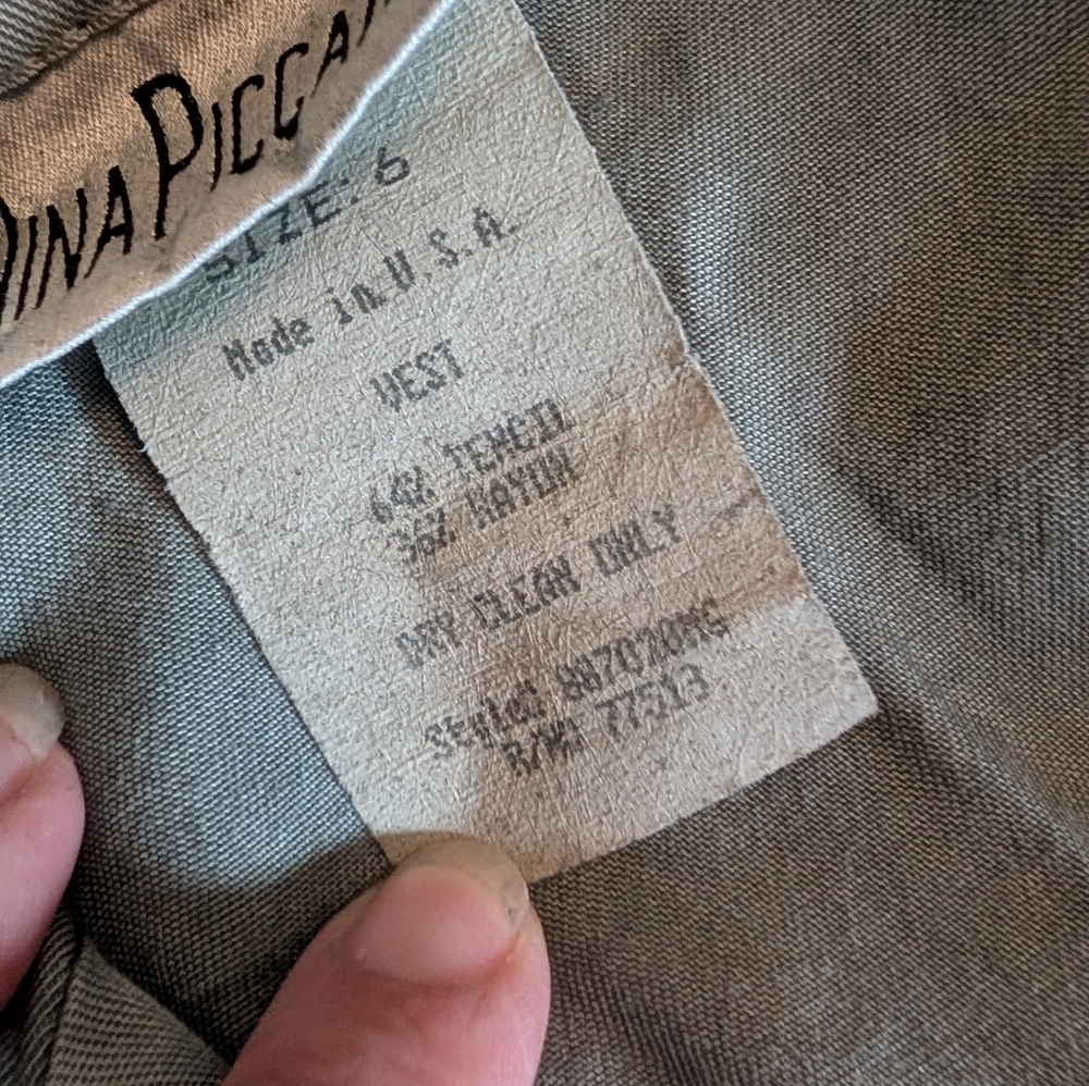 '90s Vintage Two-piece Nina Piccalino Gray/Green Waffle Knit Top - Picture 11 of 12